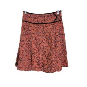 Tibi Womens Red Floral Embroidered Wool A Line Skirt Knee Length Lined‎ Size 4